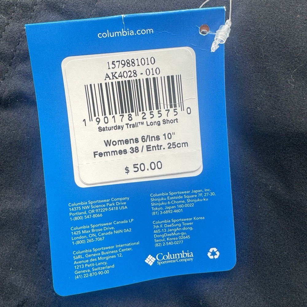 Columbia Shorts Womens 6 Black Saturday Trail Long Performance Hiking 10" - Picture 3 of 8